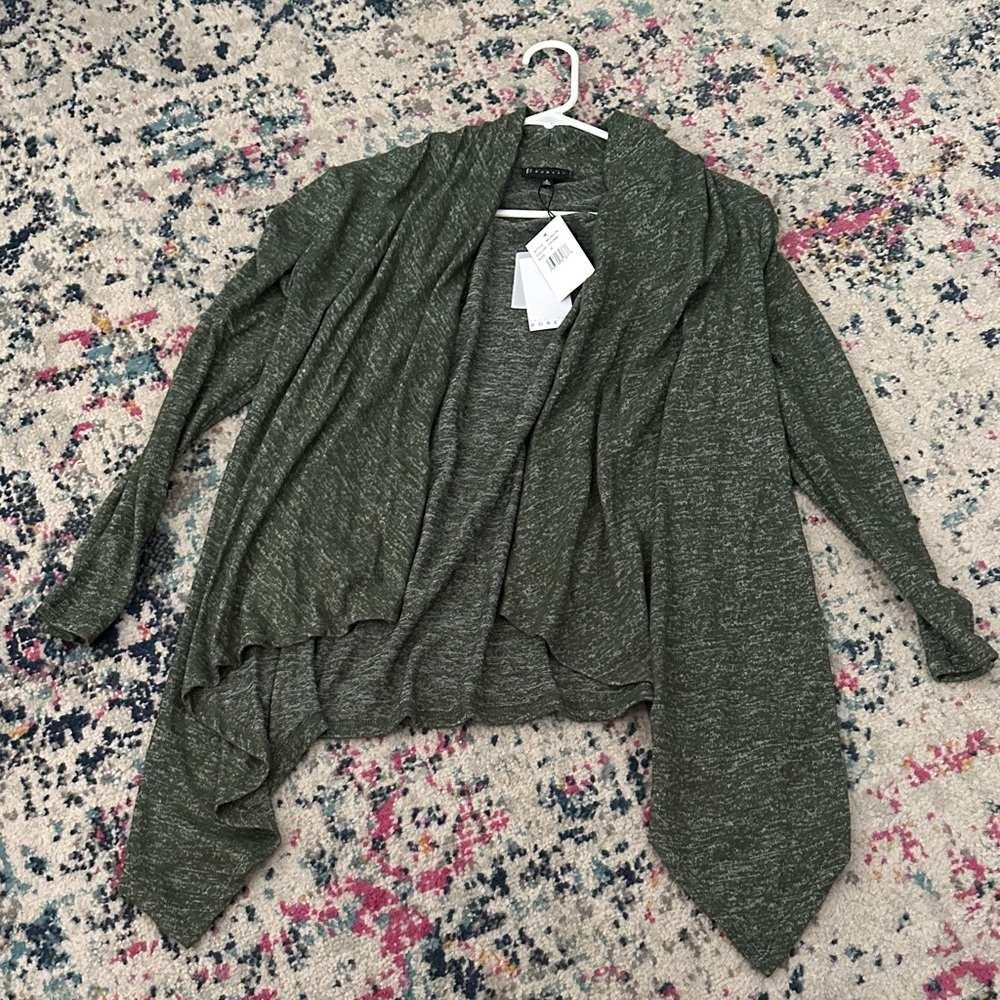 Bobeau Olive Draped Cardigan Sweater